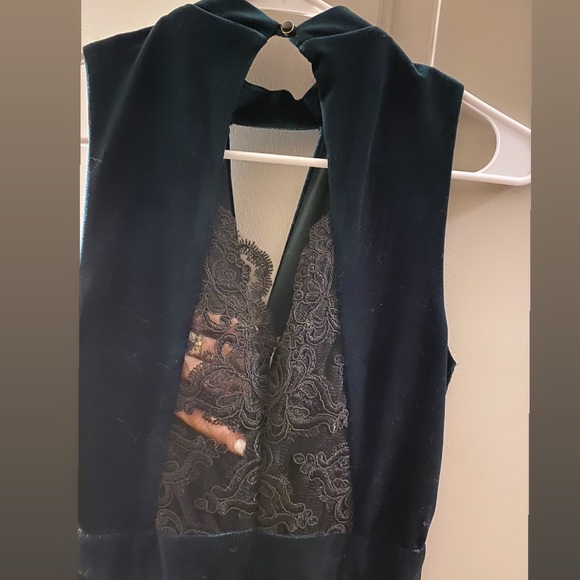 Dark Green Velvet Jumpsuit - Picture 4 of 5